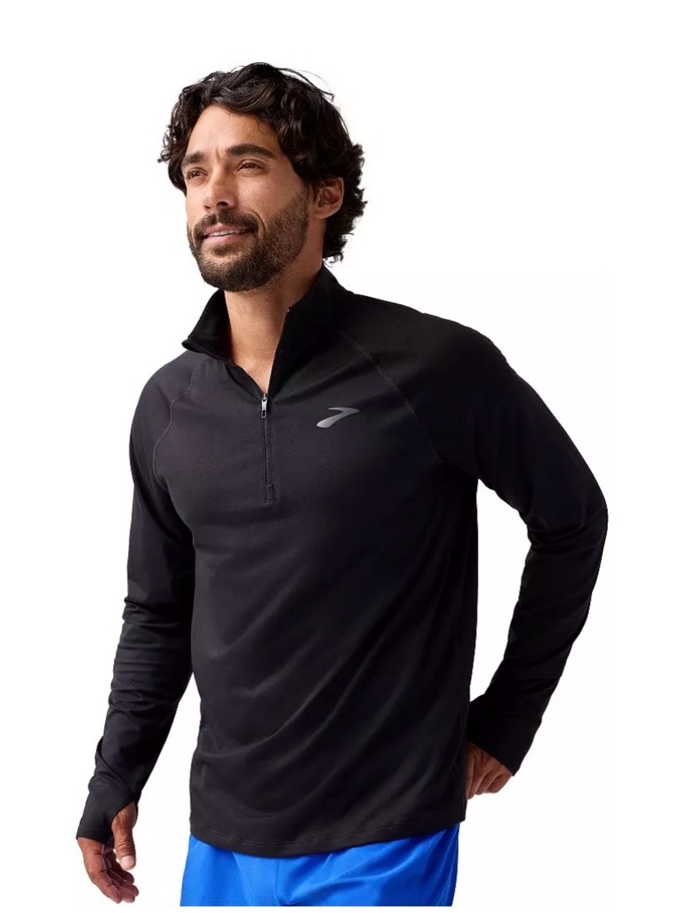 Brooks infinity Hybrid Wind Men’s Running 1/4 Zip Pullover W/Reflectors Black M
